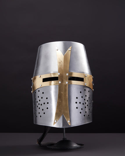 Crusader Helmet Replica Steel Armor Helmet Fully Wearable