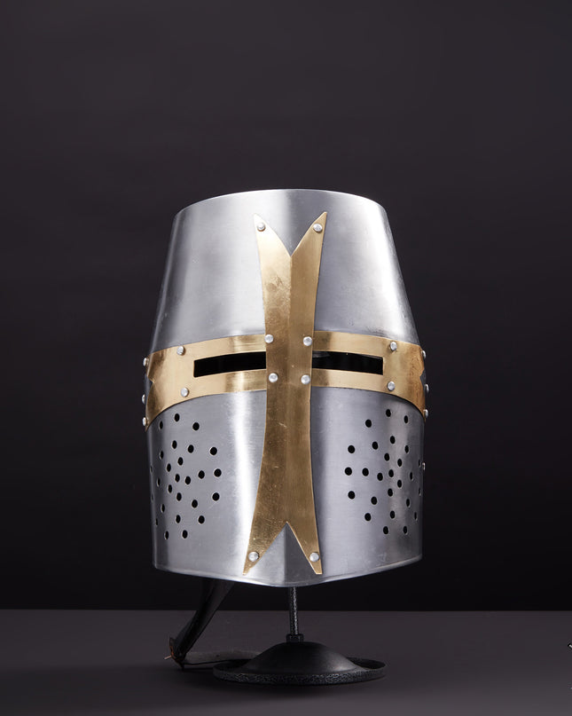 Crusader Helmet Replica Steel Armor Helmet Fully Wearable