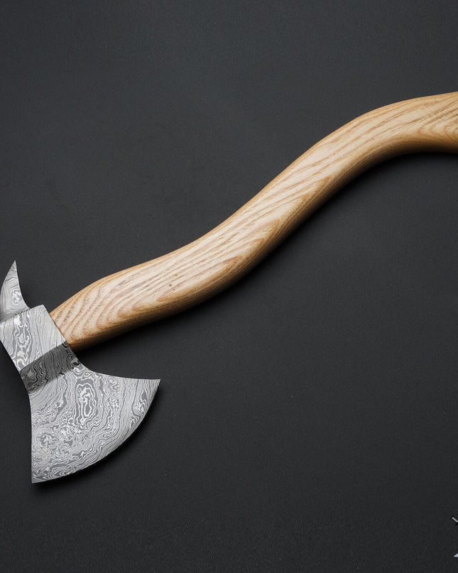 Custom Handmade Damascus Steel Axe Olive Wood Handle with FREE Leather Sheath 2025