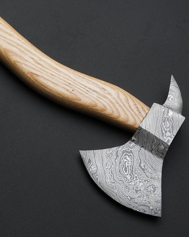 Custom Handmade Damascus Steel Axe Olive Wood Handle with FREE Leather Sheath 2025