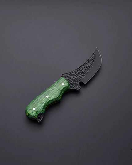 Best Hunting Knife Carbon Steel Black Coated Handmade Knife with Leather Sheath
