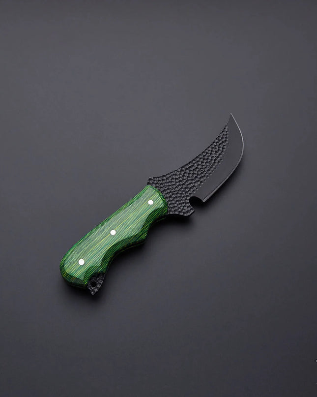Best Hunting Knife Carbon Steel Black Coated Handmade Knife with Leather Sheath