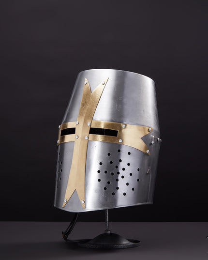 Crusader Helmet Replica Steel Armor Helmet Fully Wearable