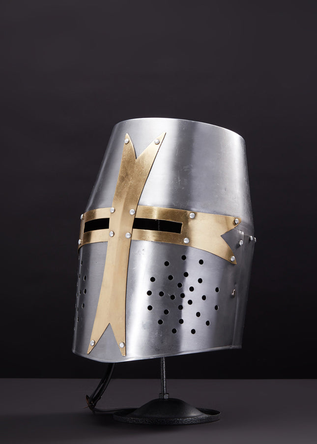 Crusader Helmet Replica Steel Armor Helmet Fully Wearable