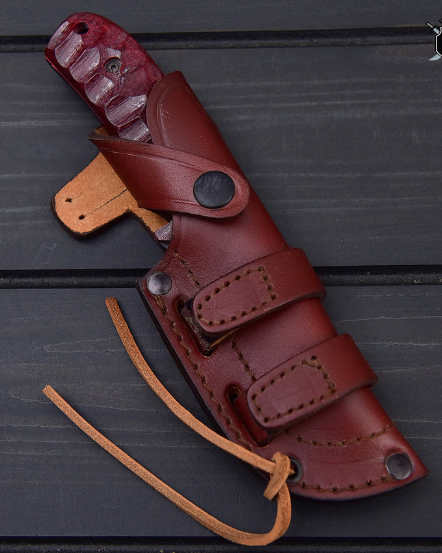 Custom Handmade Black Carbon Coated Hunting Knife with Premium Leather Sheath