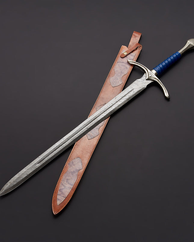 Handmade Damascus Glamdring Sword Lord of Rings With Leather Sheath