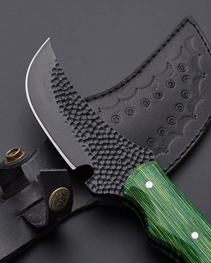 Best Hunting Knife Carbon Steel Black Coated Handmade Knife with Leather Sheath