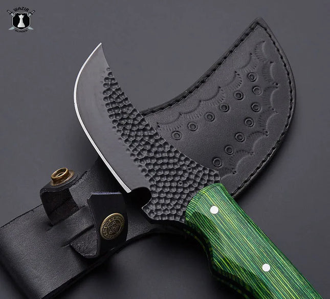 Best Hunting Knife Carbon Steel Black Coated Handmade Knife with Leather Sheath