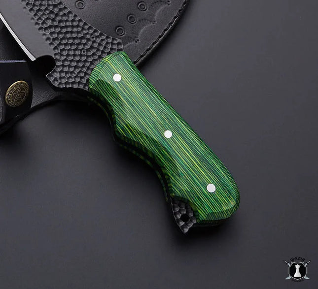 Best Hunting Knife Carbon Steel Black Coated Handmade Knife with Leather Sheath