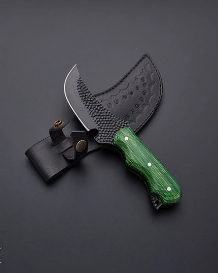 Best Hunting Knife Carbon Steel Black Coated Handmade Knife with Leather Sheath