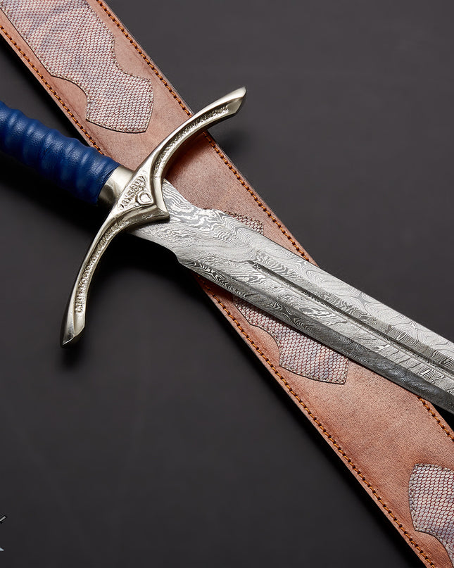 Handmade Damascus Glamdring Sword Lord of Rings With Leather Sheath