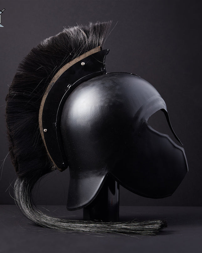 Black Spartan Helmet Replica Wearable Armor Helmet