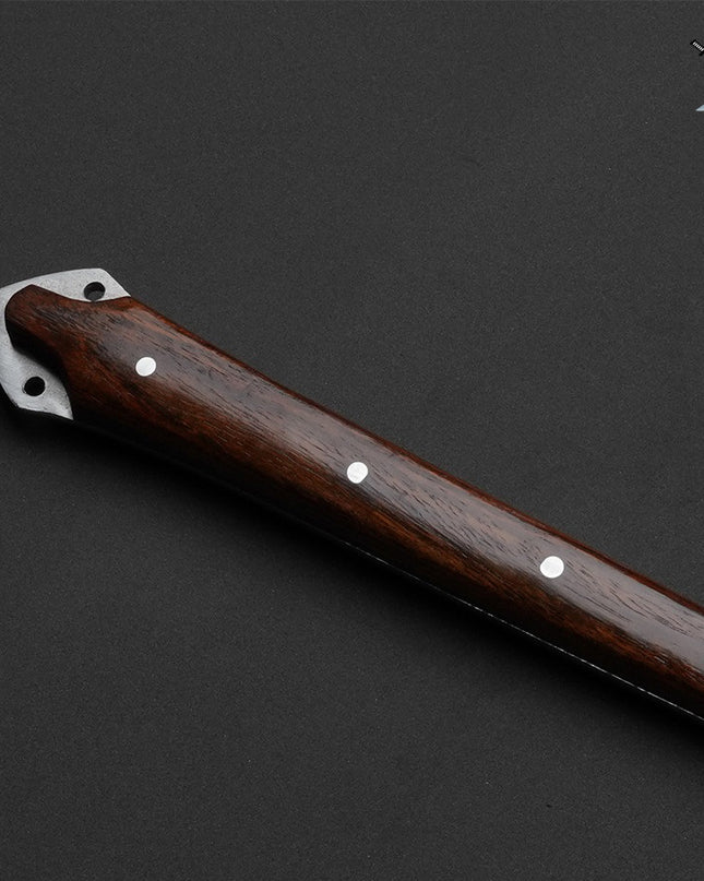 Custom Handmade Damascus Tomahawk with Rosewood Handle – 1st Edition with Leather Sheath Masterpiece for Outdoor Enthusiasts