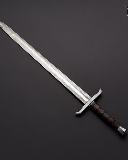 Custom Damascus Steel King Arthur Sword Lord of Rings Sword with Leather Sheath