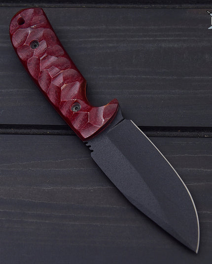 Custom Handmade Black Carbon Coated Hunting Knife with Premium Leather Sheath