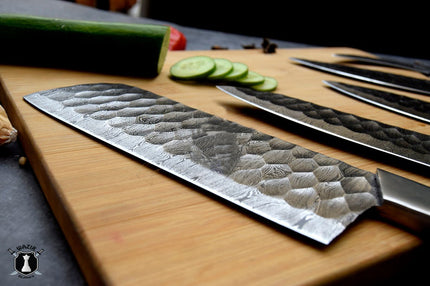 American Chef Knives Set of 5 Handmade Damascus Steel Blade Flag Handle Design with Leather Sheath