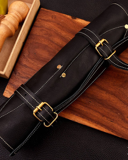 Custom Damascus Steel Chefs Set of 5 Knives Blue Micarta Wood Handle With Free Leather Sheath