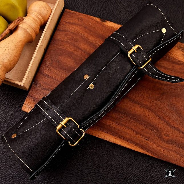 Custom Damascus Steel Chefs Set of 5 Knives Blue Micarta Wood Handle With Free Leather Sheath
