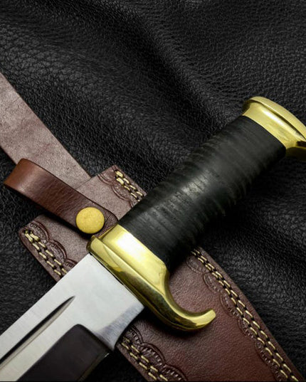 Mini Crocodile Dundee Bowie Knife – Handmade Hunting Knife with Leather Sheath