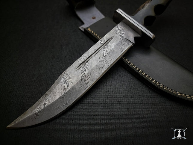 Handmade Damascus Scream Replica Knife – Buck 120 Ghost Face Knife with Leather Sheath | Movie Prop Knife | Gift for Him