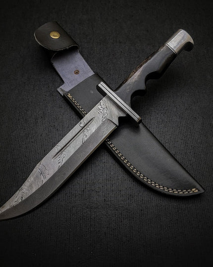 Handmade Damascus Scream Replica Knife – Buck 120 Ghost Face Knife with Leather Sheath | Movie Prop Knife | Gift for Him