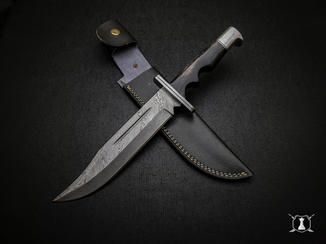 Handmade Damascus Scream Replica Knife – Buck 120 Ghost Face Knife with Leather Sheath | Movie Prop Knife | Gift for Him