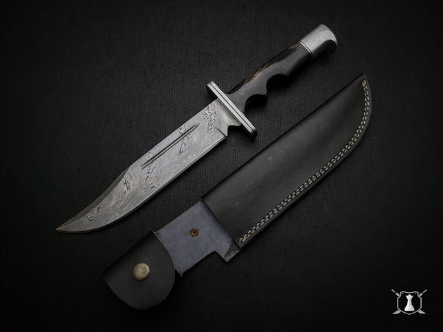 Handmade Damascus Scream Replica Knife – Buck 120 Ghost Face Knife with Leather Sheath | Movie Prop Knife | Gift for Him