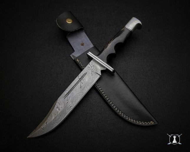 Handmade Damascus Scream Replica Knife – Buck 120 Ghost Face Knife with Leather Sheath | Movie Prop Knife | Gift for Him