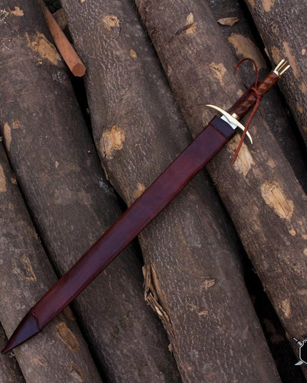 Medieval Knight Sword – Hand-Forged High Carbon Steel with Leather Scabbard