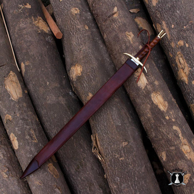 Medieval Knight Sword – Hand-Forged High Carbon Steel with Leather Scabbard