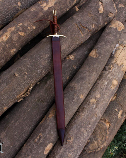 Medieval Knight Sword – Hand-Forged High Carbon Steel with Leather Scabbard
