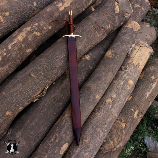 Medieval Knight Sword – Hand-Forged High Carbon Steel with Leather Scabbard