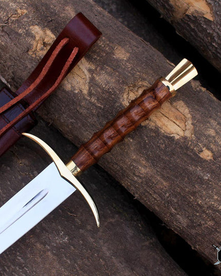 Medieval Knight Sword – Hand-Forged High Carbon Steel with Leather Scabbard