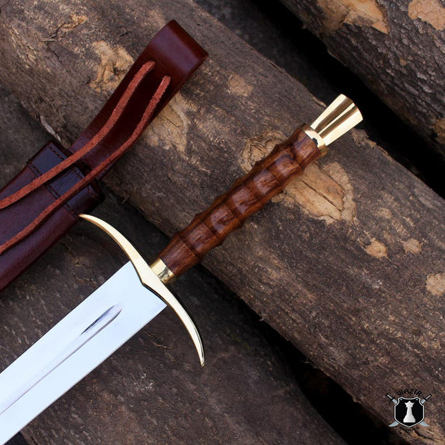Medieval Knight Sword – Hand-Forged High Carbon Steel with Leather Scabbard