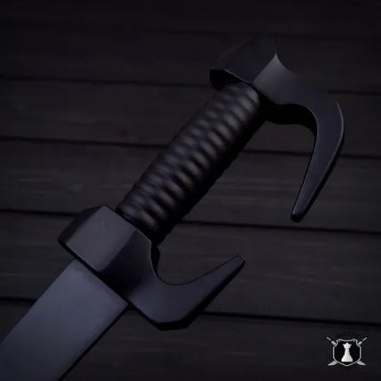 Handmade Black Powder Coated Spartan Sword with Leather Sheath